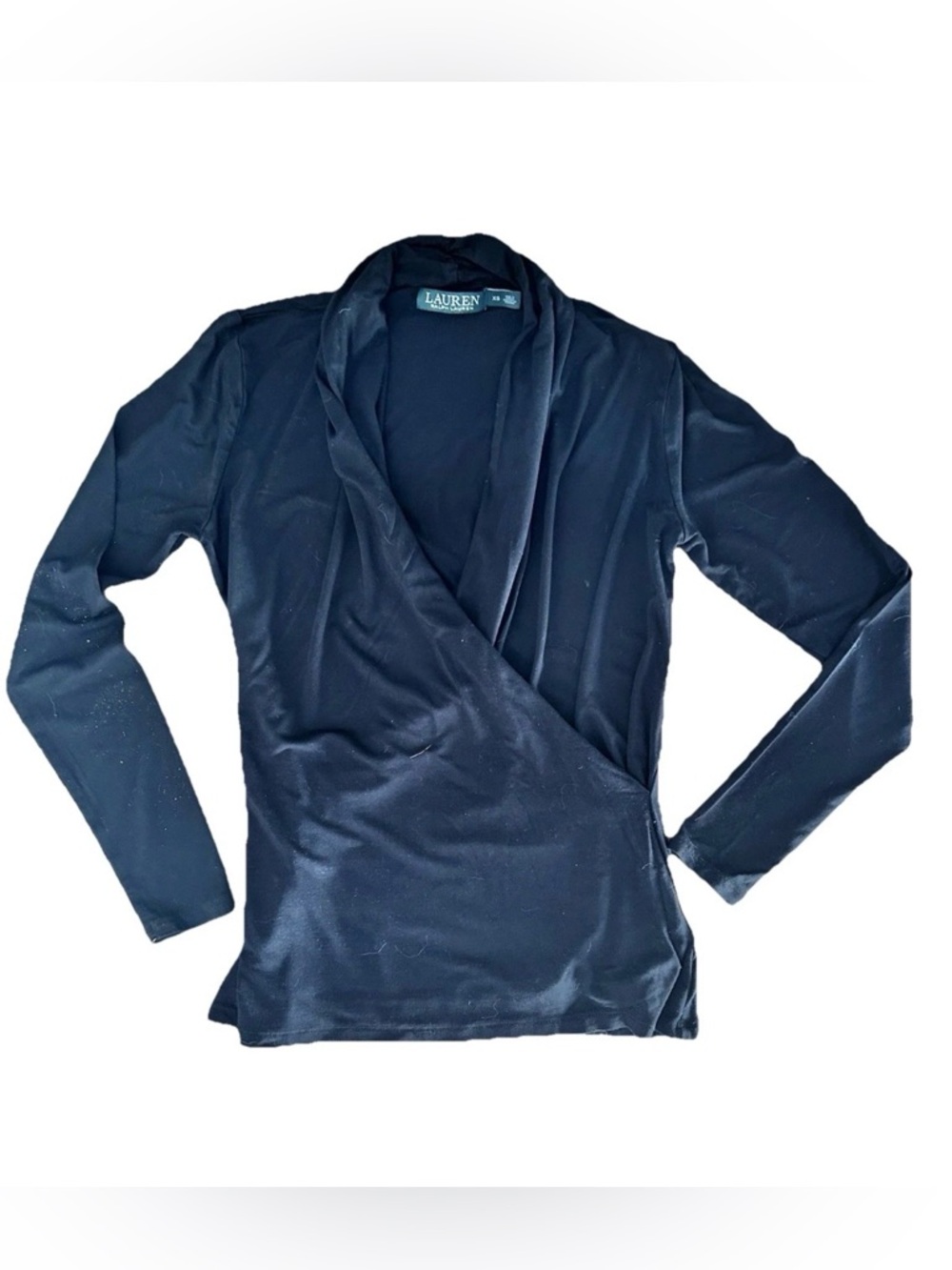 Polo Ralph Lauren classic soft Black Wrap Top with beautiful neckline